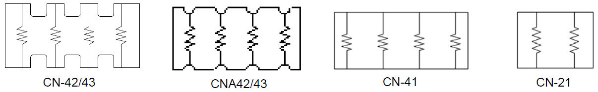 Thick Film Array Chip Resistor - CN Series Equivalent Circuit Diagram