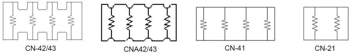 Thick Film Array Chip Resistor - CN Series Equivalent Circuit Diagram